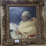 A Prior reading a newspaper by Arnaldo Tamburini, oil on canvas, sold Dec 2019