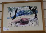 How are the might fallen by Esmond Knight, oil on paper, sold Dec 2019