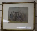 King Charles I, being led away by Parliamentarians, 24 x 30cm by George Cattermole, watercolour, sold Dec 2019