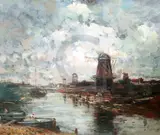 5 x 23.5in by Jacob Maris, oil on canvas, sold Dec 2019