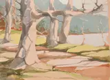 American, Trees by the Californian coast by Mary DeNeale Morgan, watercolour, sold Mar 2021