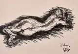 German, Two abstract nude studies, one signed and inscribed, the first 14" x 20 by Michael Werner, print (other), offered Mar 2021
