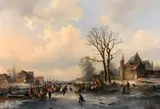 Frozen River Landscape by Louis Smets, oil on canvas, sold Feb 2021