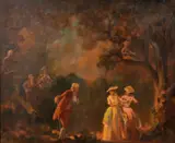 British, A scene of elegant figures in a parkland setting by Ernest Waldron West, oil on canvas, sold Feb 2021