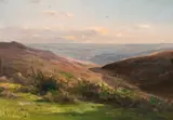British, A Country landscape with hills beyond by Georgina Martha de l' Aubinière, oil on canvas, sold Feb 2021