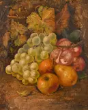 British, A still life of grapes, plums, apples and pears in a natural setting by J. Smith, oil on canvas, offered Feb 2021