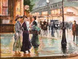 Italian, A scene of female figures conversing on a busy street corner by Giuseppe De Sanctis, oil on panel, offered Feb 2021