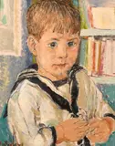 British, A half-length portrait of a boy in a sailor's uniform by Harry Rutherford, oil on canvas, sold Feb 2021