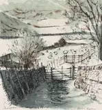 Sheepfold Little Langdale by Alan Keeler, ink & wash, sold Feb 2021