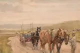 British, A figure and horses on a country road by Nathaniel Hughes John Baird, watercolour, sold Feb 2021