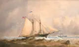 British, a twin masted ship with a distant steam vessel by Charles de Lucy, watercolour, sold Feb 2021