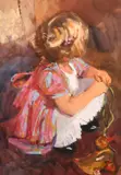 Ruby with Toy Duck by Dianne Flynn, watercolour, sold Feb 2021