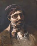 German, A Head and shoulders portrait of an artist by Eduard Hildebrandt, watercolour, sold Feb 2021