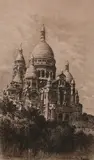 An etching of a view of Basilique du Sacre Coeur, Montmartre, indistinctly signed in pencil, 16" x 19 by Lucien Gautier, etching, offered Feb 2021
