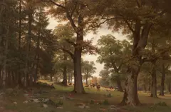 Cattle in a parkland by Fritz Ebel, oil on canvas, offered Sep 2012