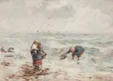Young Fisherfolk by Rsa Rba Roi Rsw Robert Gemmell Hutchison, oil on board, sold Sep 2012