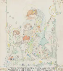 Little Mother of Angels by Jessie M. King, watercolour, sold Sep 2012