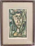 titled Head by Milton Hirschl, color lithograph, offered Oct 2017