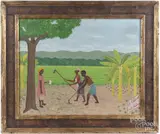 titled Un Rempono by Antoine Obin, oil on board, offered Oct 2017