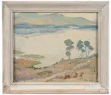 landscapes by Kitty Curtis, oil on board, offered Oct 2017