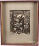 street scene with musicians by Frank Di Gioia, watercolor, offered Oct 2017