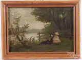 landscape with figures by Gardner Reckhard, oil on panel, offered Oct 2017