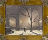 of Washington Square by Bela deTirefort, oil on board, offered Oct 2017