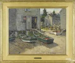titled Fish Beach Monhegan by Donald Allen Mosher, oil on canvas, offered Oct 2017