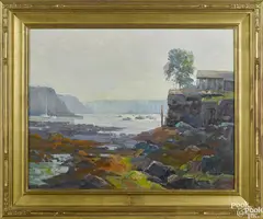 of a house on a rocky shore by Michael Graves, oil on canvas, offered Oct 2017