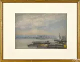 industrial river scene by Johann Berthelsen, pastel, offered Oct 2017