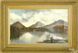 landscape with figures on a lake by Samuel W. Griggs, oil on canvas, offered Oct 2017