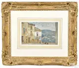 street scene by Childe Hassam, watercolor, offered Oct 2017