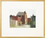 titled Backs of Kensington Rowhouses Philadelphia by Stuart Shils, oil on paper, offered Oct 2017