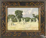 landscape with haystacks by Frank Convers Mathewson, oil on board, offered Oct 2017