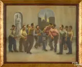 interior with figures by Horace Brodzky, oil on canvas, offered Oct 2017
