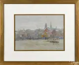 probably Philadelphia waterfront by Everett Warner, watercolor, offered Oct 2017
