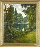 landscape with lake by Henry Biva, oil on canvas, offered Oct 2017