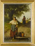 of women with water jugs by Pál Böhm, oil on panel, offered Oct 2017