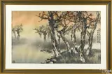 landscape by Leisheng Huang, ink and watercolor, offered Oct 2017