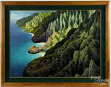 Hawaiian coastal scene by Harry D. Wishard, oil on canvas, offered Jul 2017