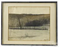 landscape by James Lynch, pencil, offered Jul 2017