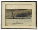landscape by James Lynch, pencil, offered Jul 2017