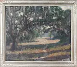 Southern landscape with live oaks and Spanish moss by Clifford Warren Ashley, oil on canvas, offered Jul 2017