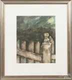 of a picket fence by Nancy Fullington, watercolor, offered Jul 2017