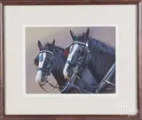 of two horses by John Fawcett, watercolor and gouache, offered Jul 2017