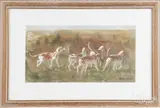 of five hounds by Robert Stack, watercolor and gouache, offered Jul 2017