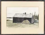 landscape with barn by Ann Wyeth McCoy, watercolor, offered Jul 2017