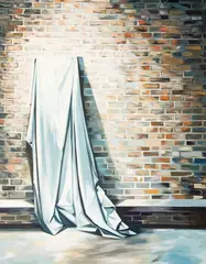 Tall Draped Sheet by Lowell Nesbitt, 1979, oil on canvas (unstretched), sold Jul 2022