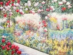 Floral Path by Charles Zhan, oil on canvas (unstretched), sold Jul 2022
