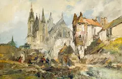 Living Beneath the Cathedral by Jan de Vogel, oil on canvas (unstretched), sold Jul 2022